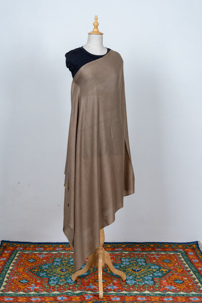 Sadaa Taupe: Minimalist plain Merino Wool Shawl