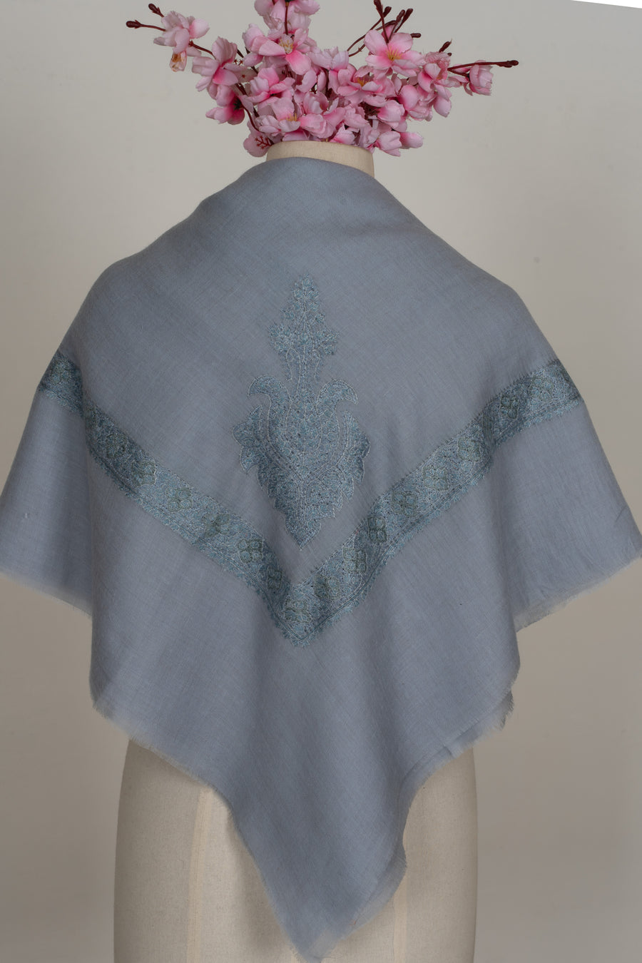 Blue Haze Cashmere Rumal — Sozni Hand Embroidered