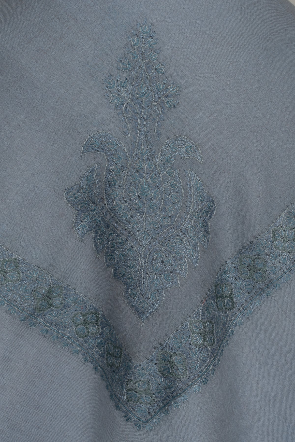 Blue Haze Cashmere Rumal — Sozni Hand Embroidered