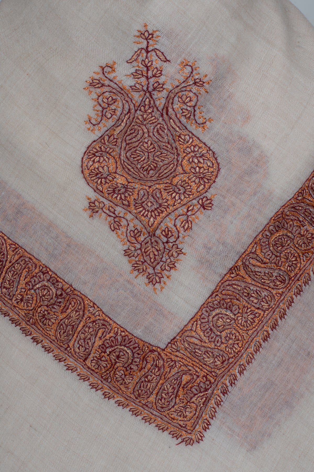 Copper Bloom Cashmere Rumal — Sozni Hand Embroidered