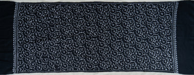 Shabnum Noir: All-Over Sozni Hand-Embroidered Merino Wool scarf