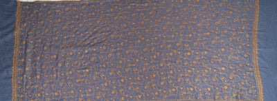 Raakh-e-Zareen: Slate & Gold Sozni Embroidered Scarf