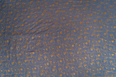 Raakh-e-Zareen: Slate & Gold Sozni Embroidered Scarf