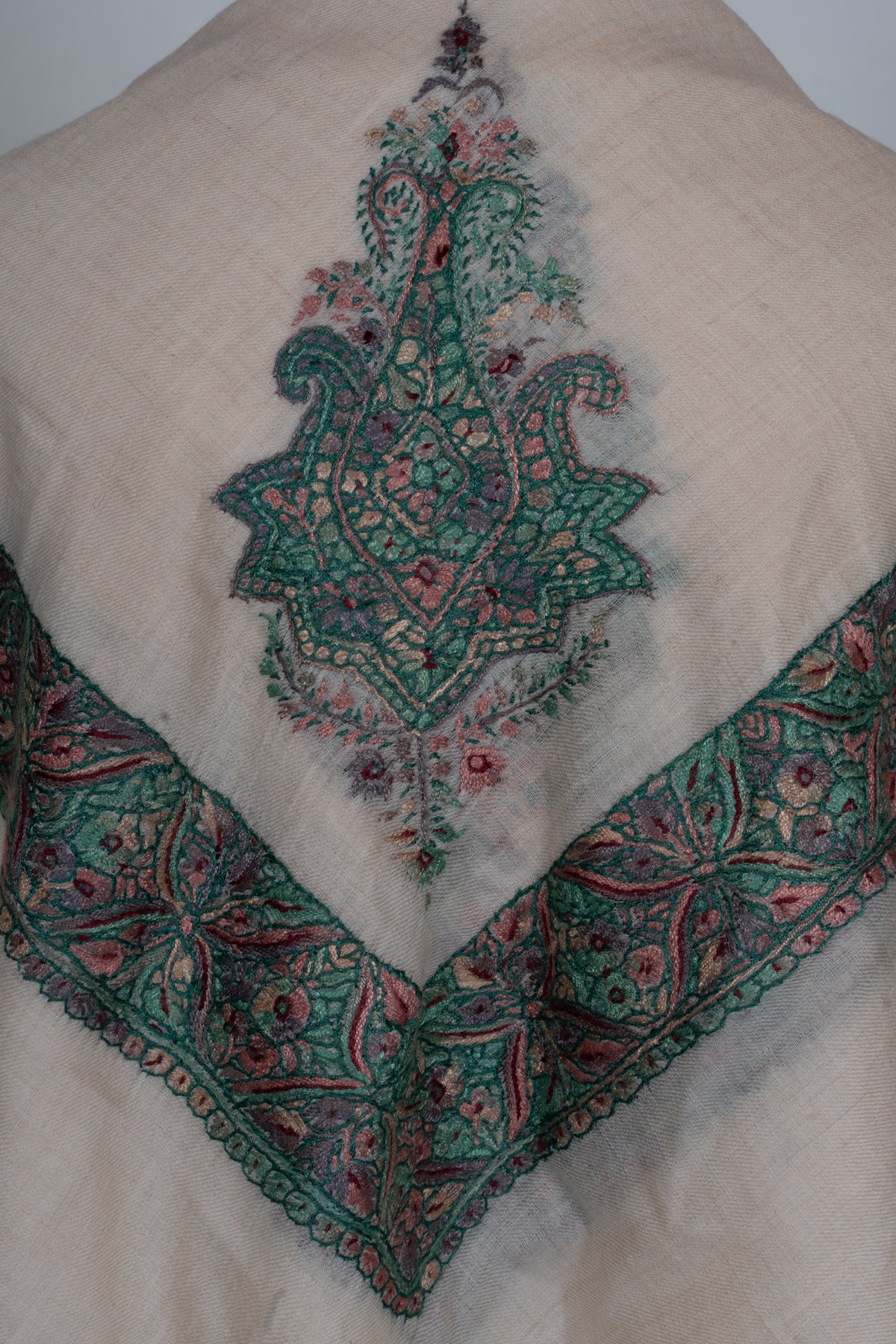 Verdant Bloom Cashmere Rumal — Sozni Hand Embroidered