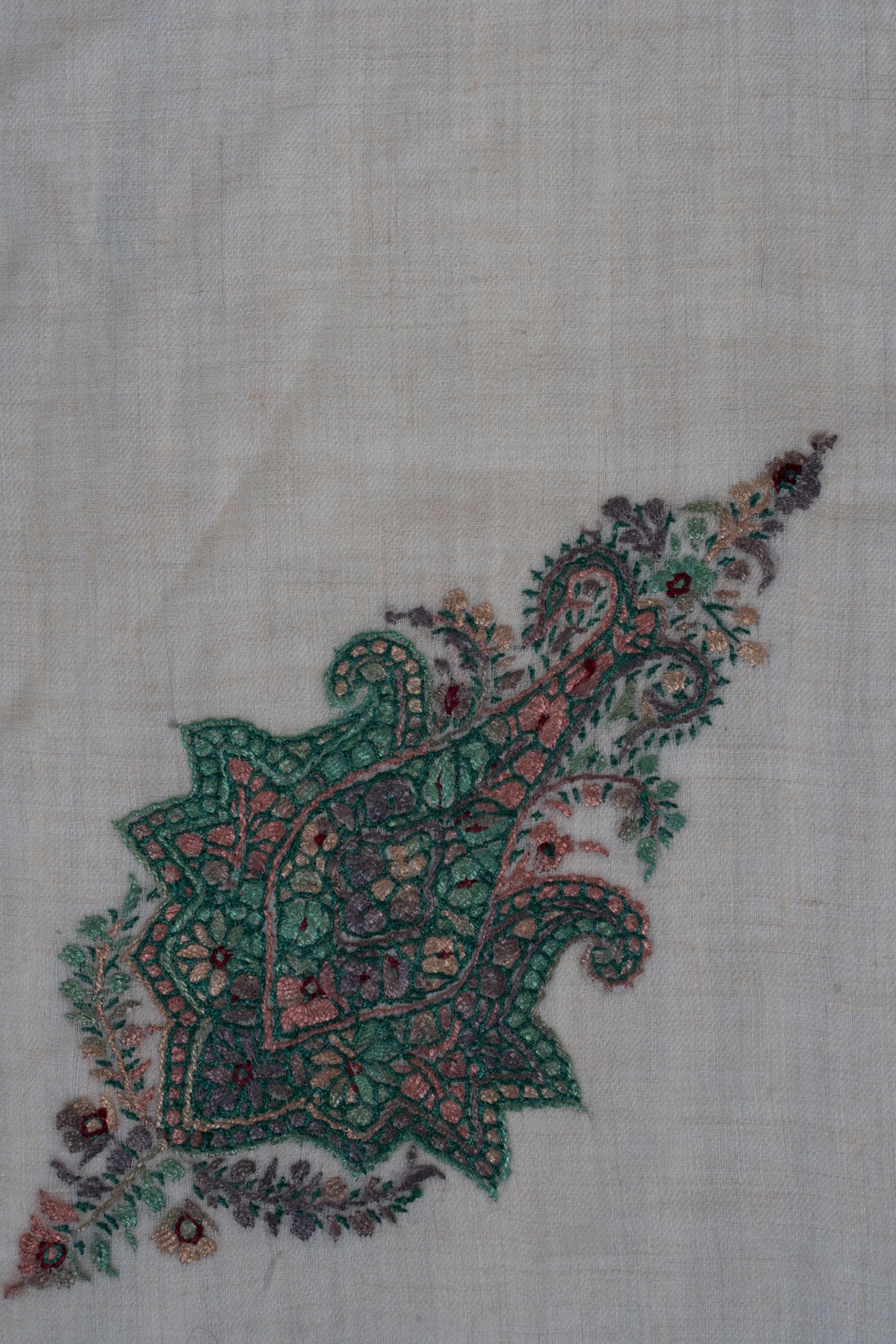 Verdant Bloom Cashmere Rumal — Sozni Hand Embroidered