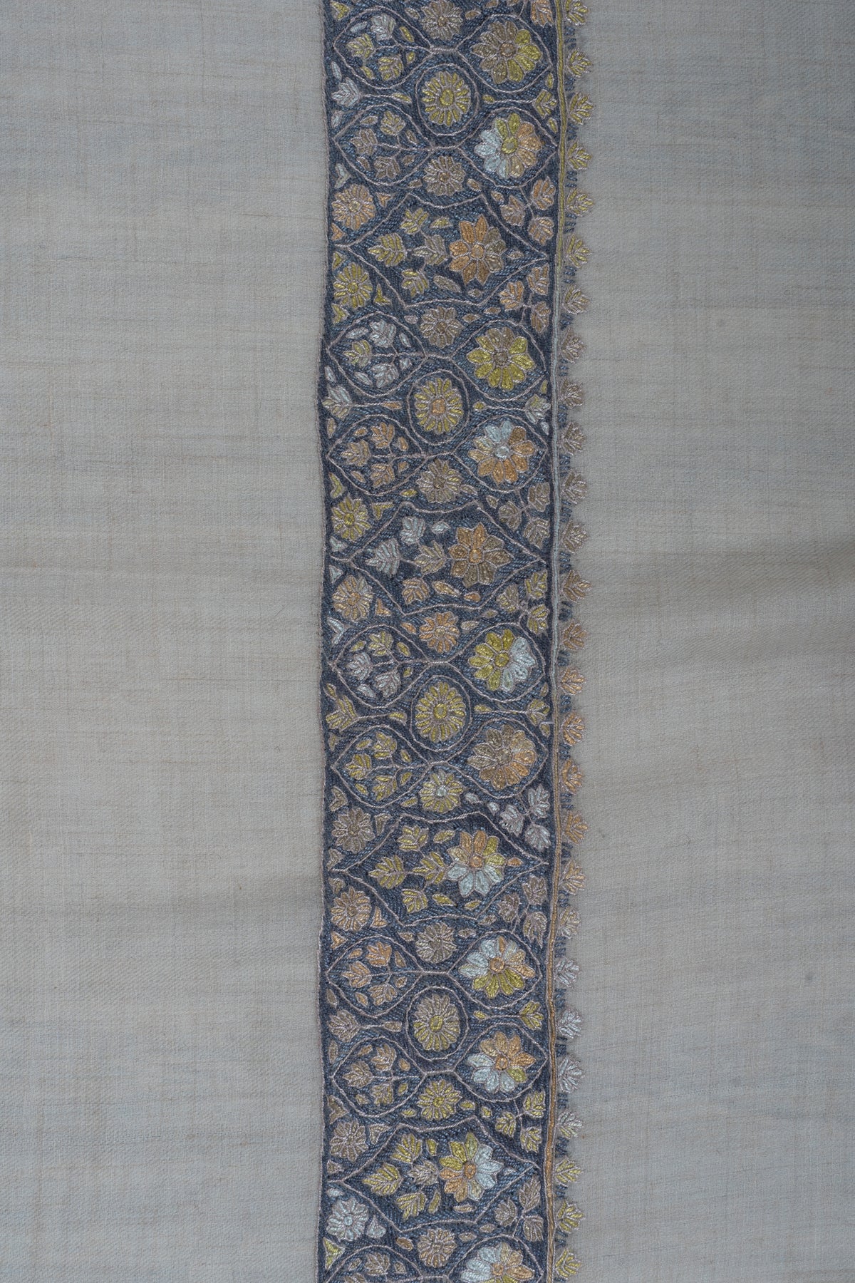 Moonlit Gold Cashmere Rumal — Sozni Hand Embroidered