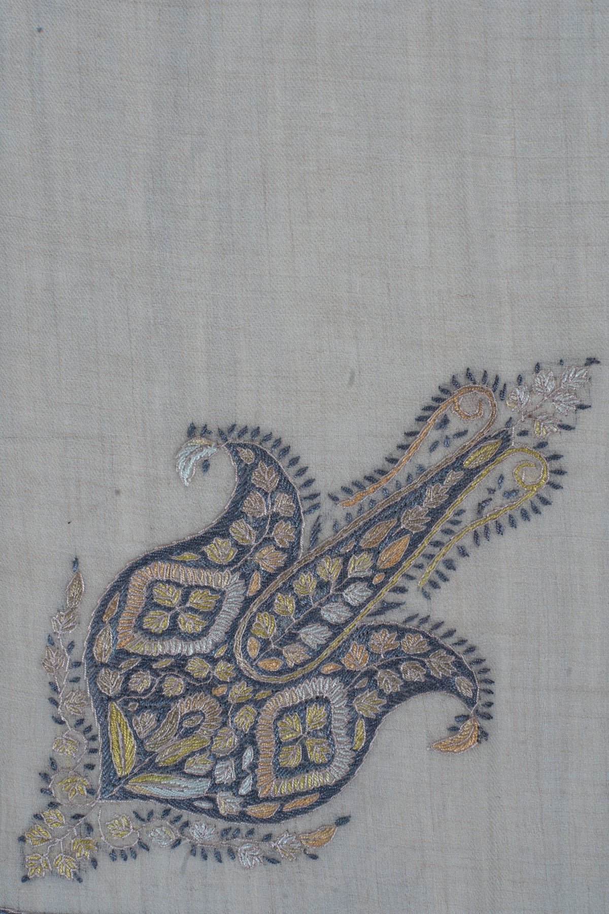 Moonlit Gold Cashmere Rumal — Sozni Hand Embroidered