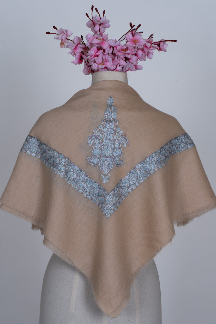 Sand Dusk Cashmere Rumal — Sozni Hand Embroidered