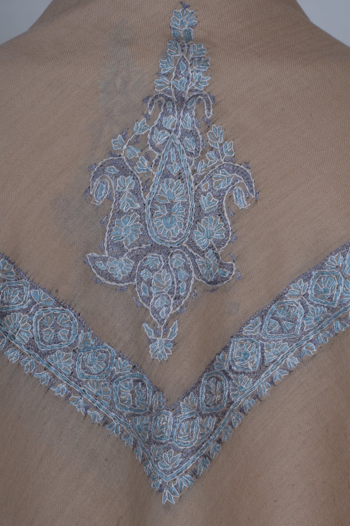 Sand Dusk Cashmere Rumal — Sozni Hand Embroidered