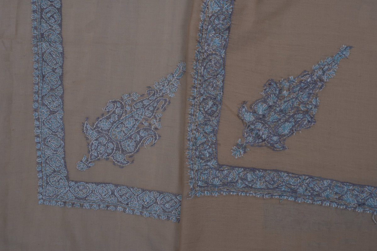 Sand Dusk Cashmere Rumal — Sozni Hand Embroidered