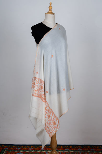 Khushbu-e-Narmaan: Sozni Hand-Embroidered Merino Wool Scarf