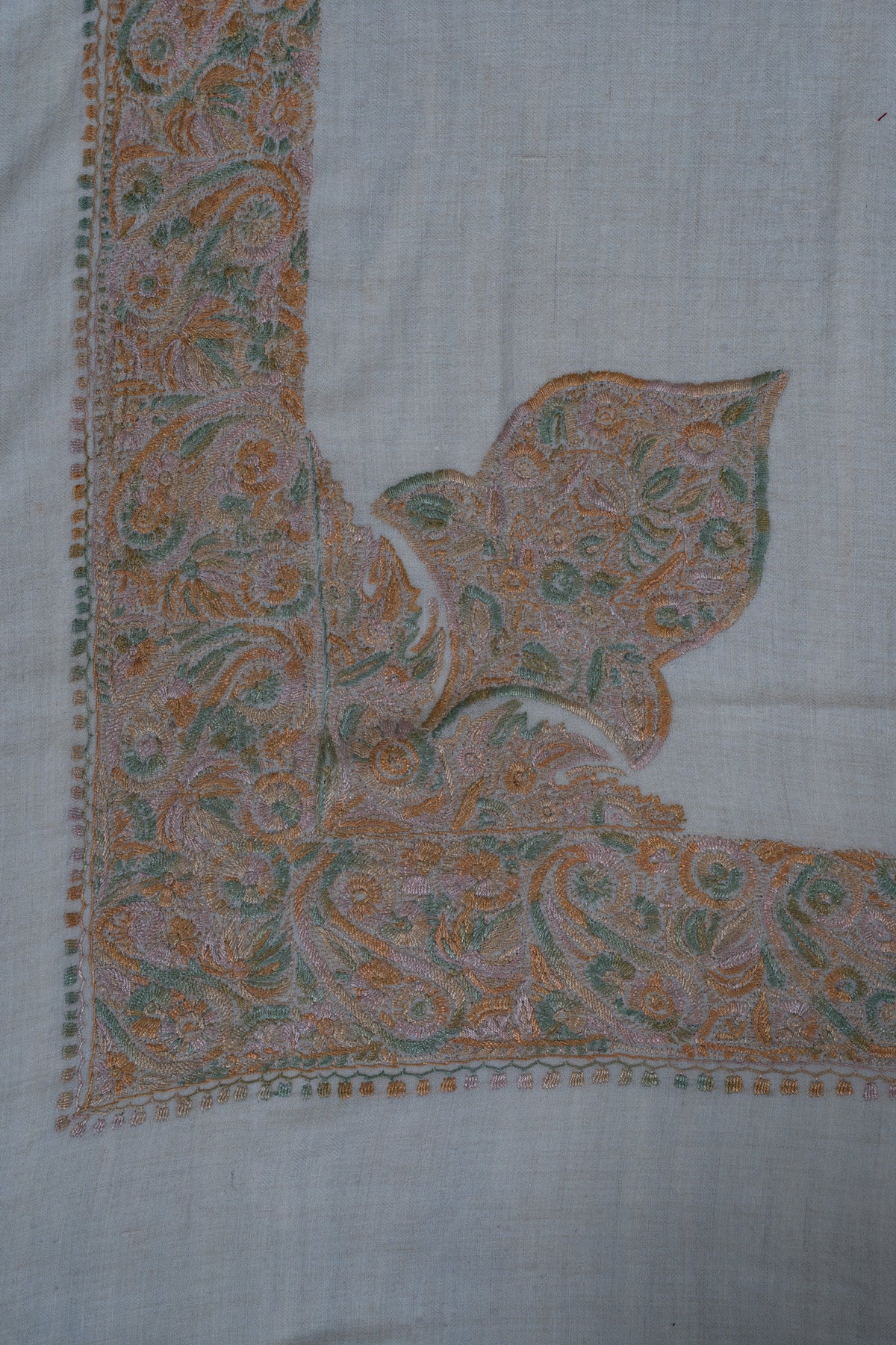 Ivory Dune Cashmere Rumal — Sozni Hand Embroidered
