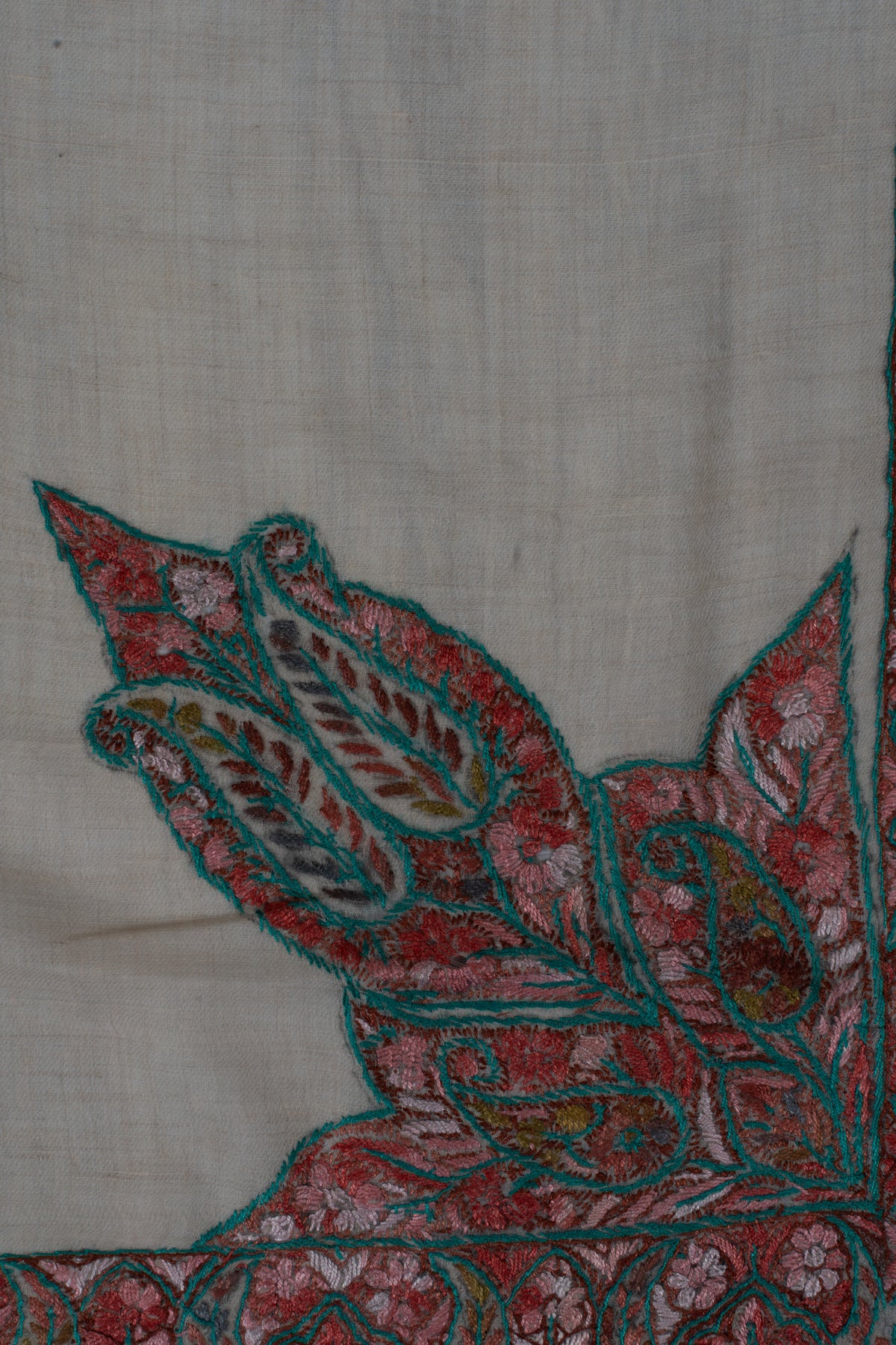 Rose Cedar Cashmere Rumal — Sozni Hand Embroidered