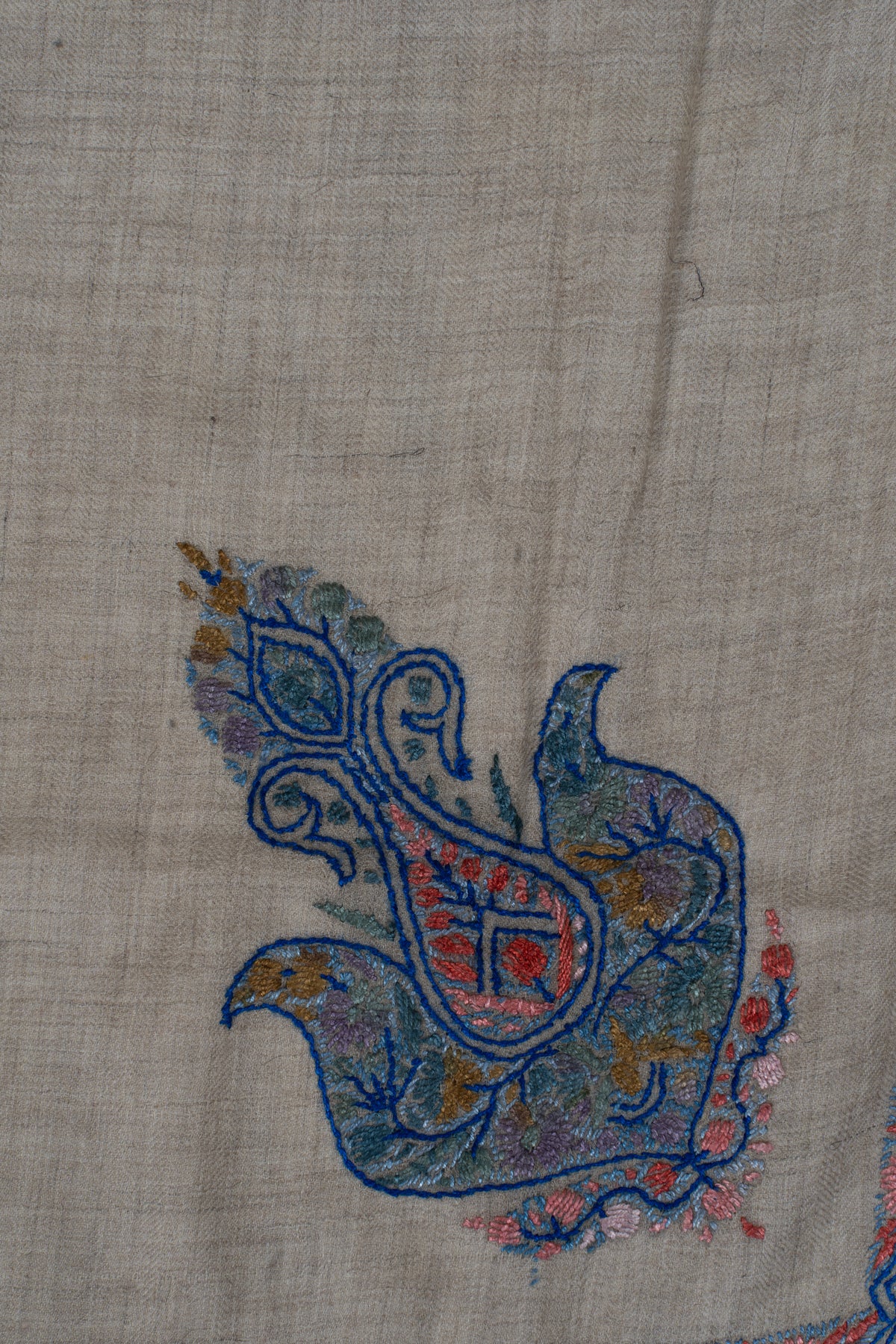 Azure Bloom Cashmere Rumal — Sozni Hand Embroidered