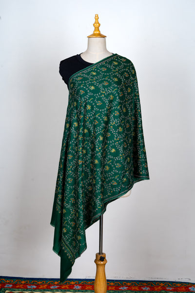 Gul-e-Zar: Sozni Hand-Embroidered Merino Wool Scarf