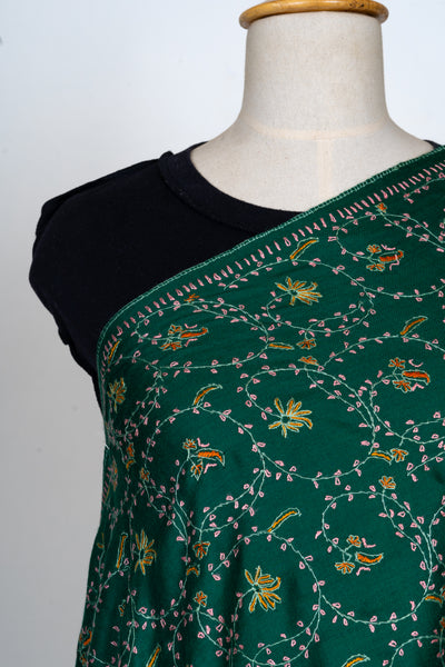 Gul-e-Zar: Sozni Hand-Embroidered Merino Wool Scarf