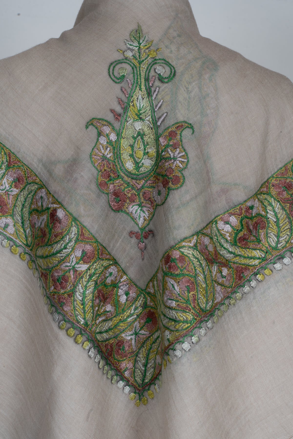 Meadow Pearl Cashmere Rumal — Sozni Hand Embroidered