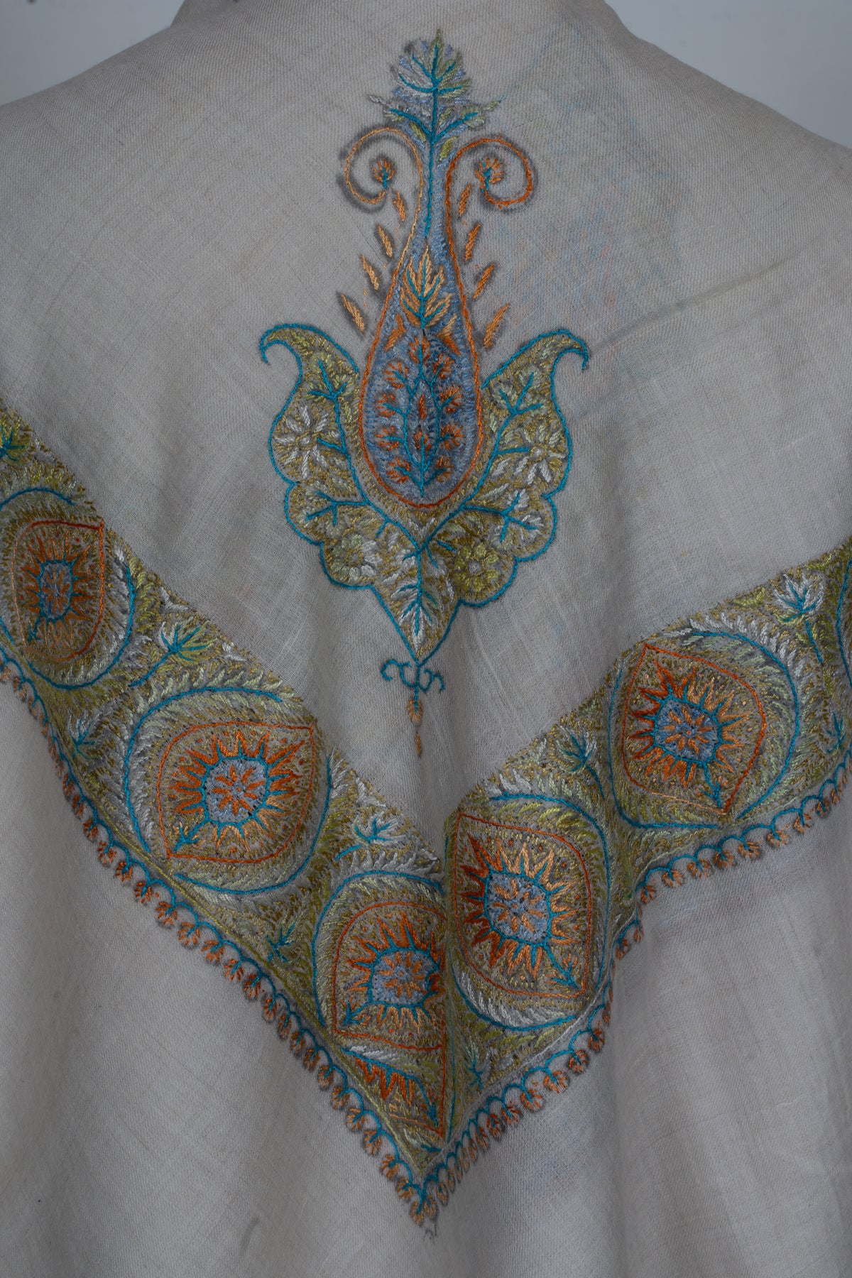 Amber Sky Cashmere Rumal — Sozni Hand Embroidered