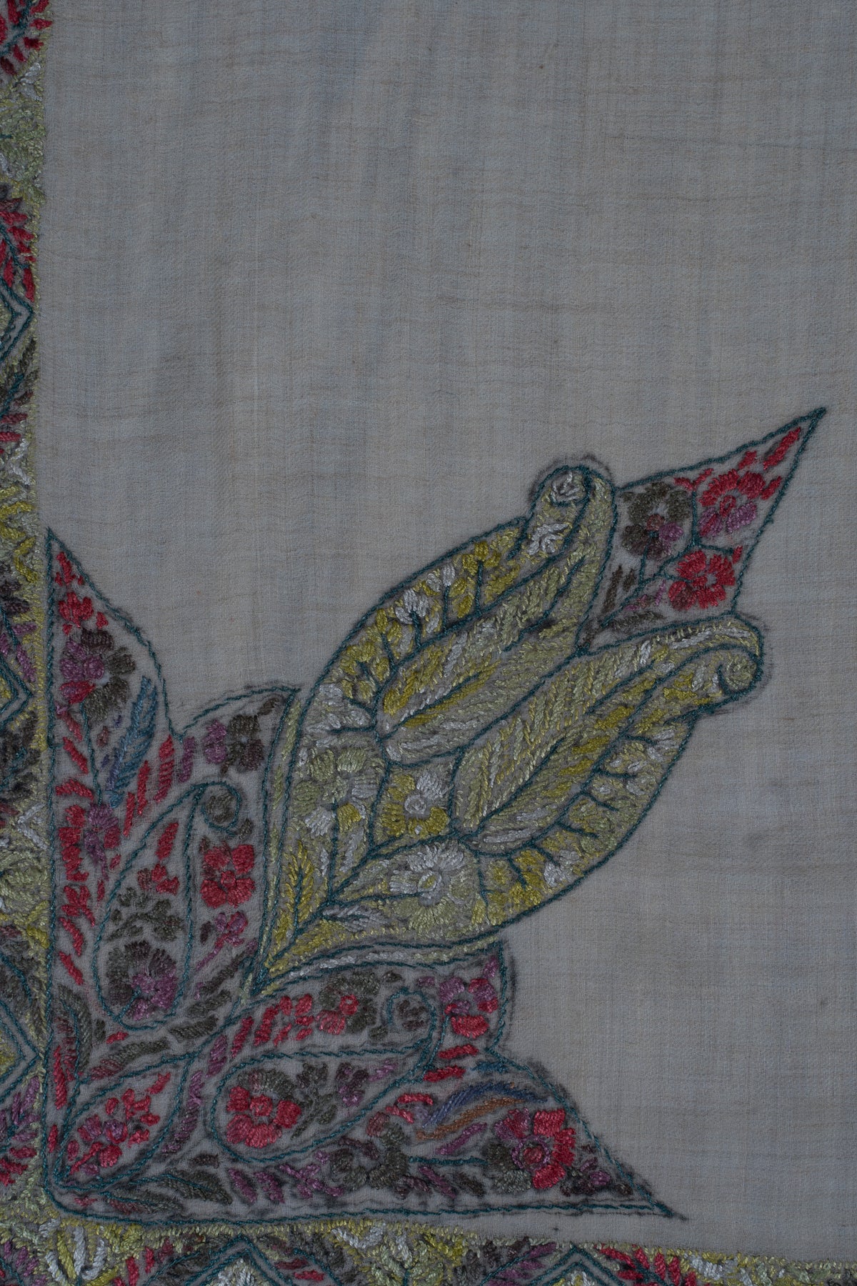 Olive Blush Cashmere Rumal — Sozni Hand Embroidered