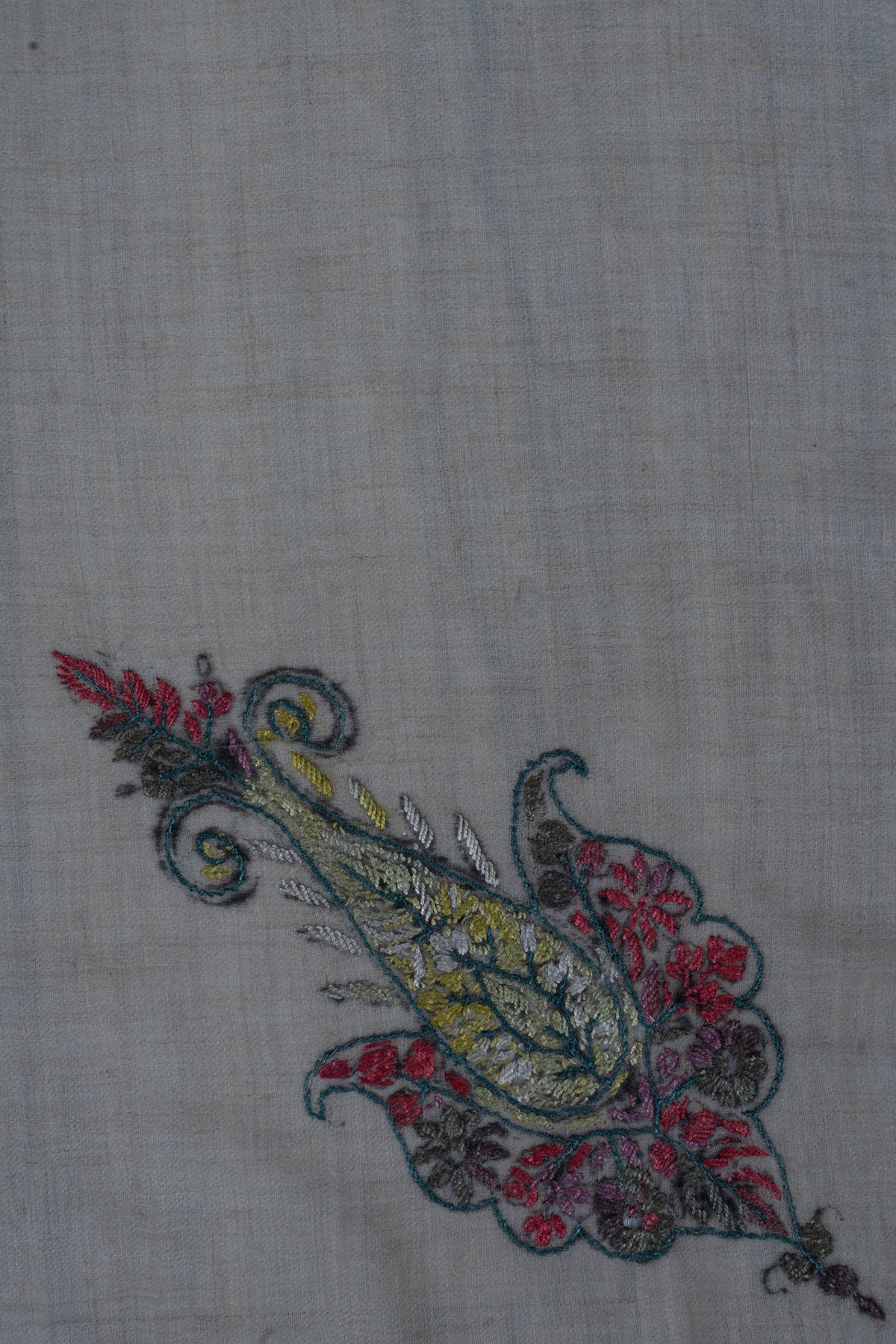 Olive Blush Cashmere Rumal — Sozni Hand Embroidered
