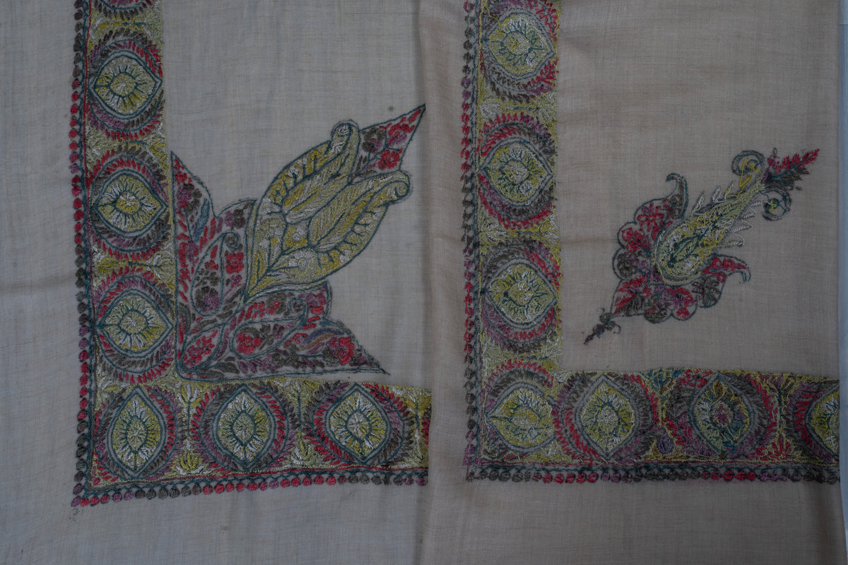 Olive Blush Cashmere Rumal — Sozni Hand Embroidered