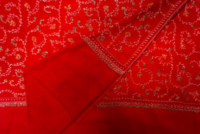 Gulnaar-e-Lal: Red Sozni Hand-Embroidered Scarf