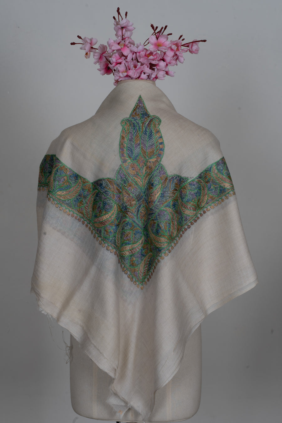 Forest Opal Cashmere Rumal — Sozni Hand Embroidered