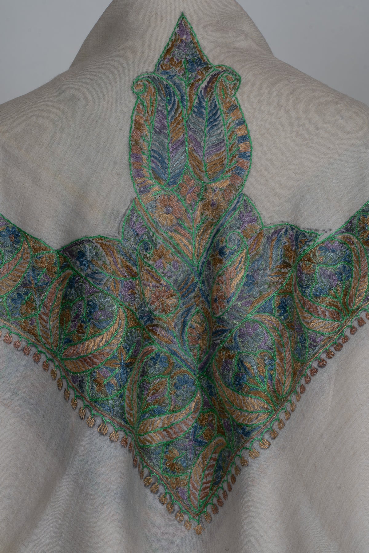 Forest Opal Cashmere Rumal — Sozni Hand Embroidered