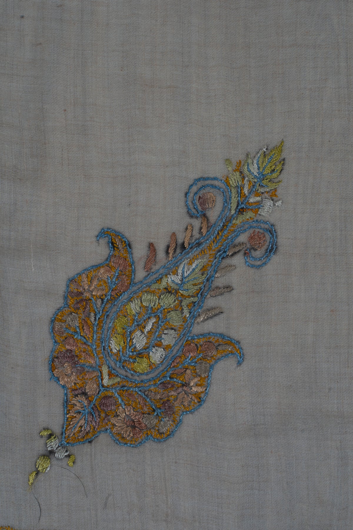Golden Azure Cashmere Rumal — Sozni Hand Embroidered