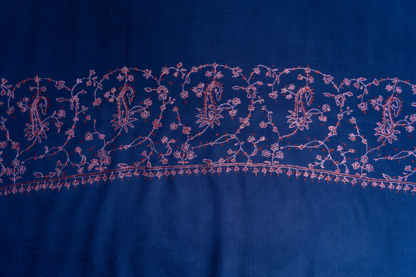 Shaam-e-Ferozi: Navy & Plum Sozni Hand-Embroidered Scarf