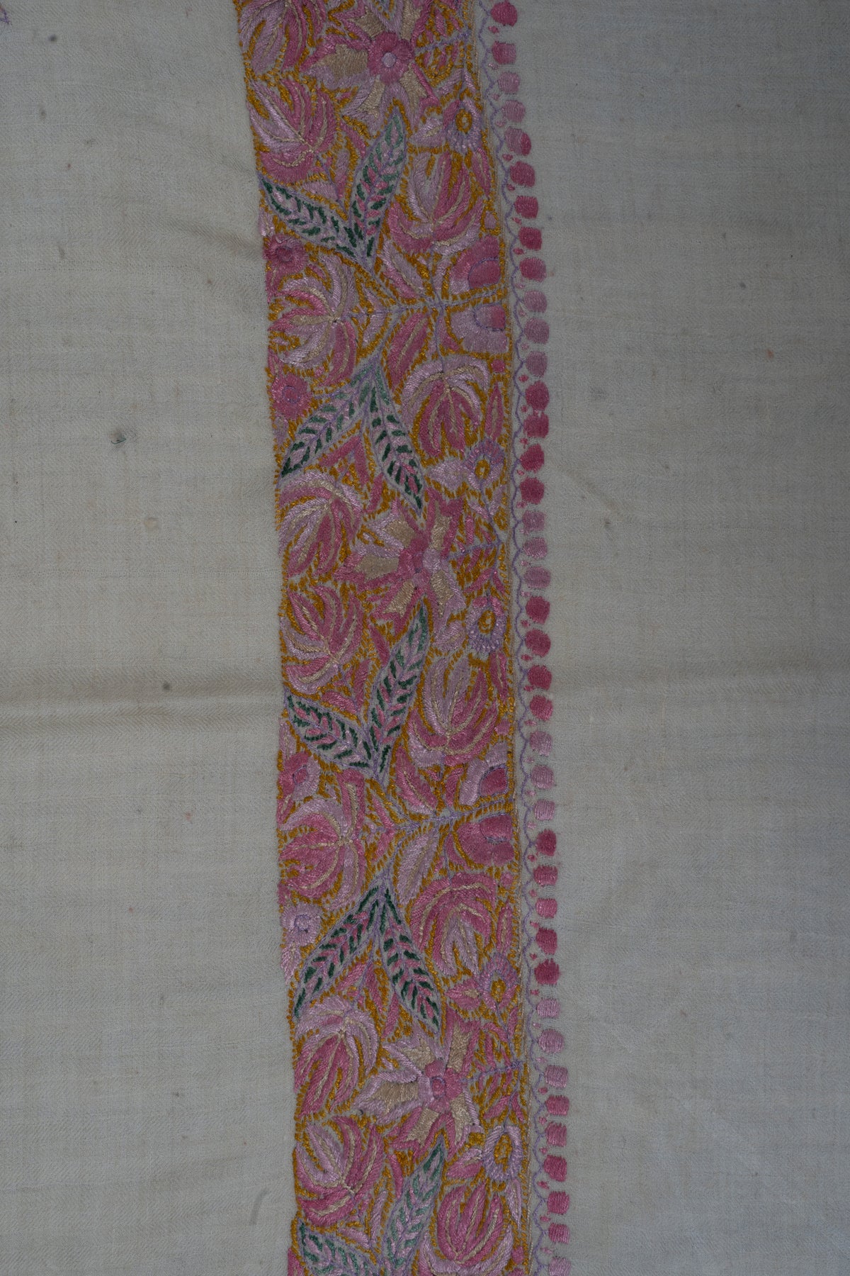 Blush Rosette Cashmere Rumal — Sozni Hand Embroidered