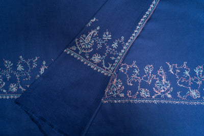 Neel-Khumar: Royal Blue Sozni Hand-Embroidered Scarf