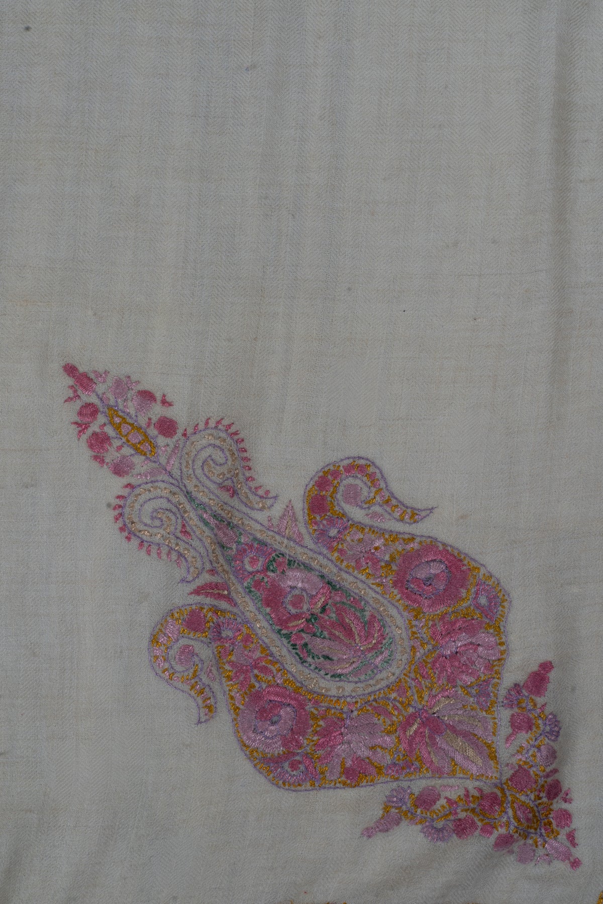 Blush Rosette Cashmere Rumal — Sozni Hand Embroidered