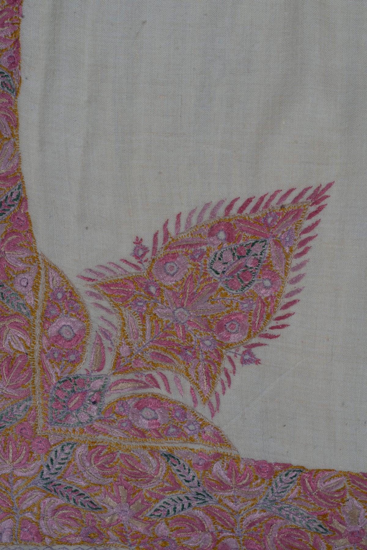 Blush Rosette Cashmere Rumal — Sozni Hand Embroidered