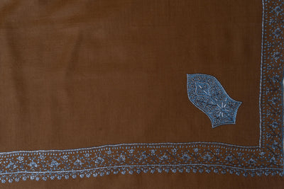 Amber Glow - Hand-Embroidered Sozni Fine Merino Wool Shawl