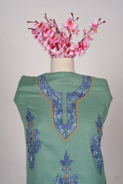 Gul-e-Neel — Sozni Hand Embroidered Kashmiri Suit in Sage Green