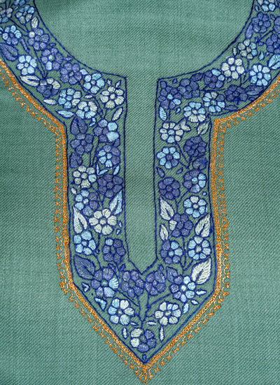 Gul-e-Neel — Sozni Hand Embroidered Kashmiri Suit in Sage Green