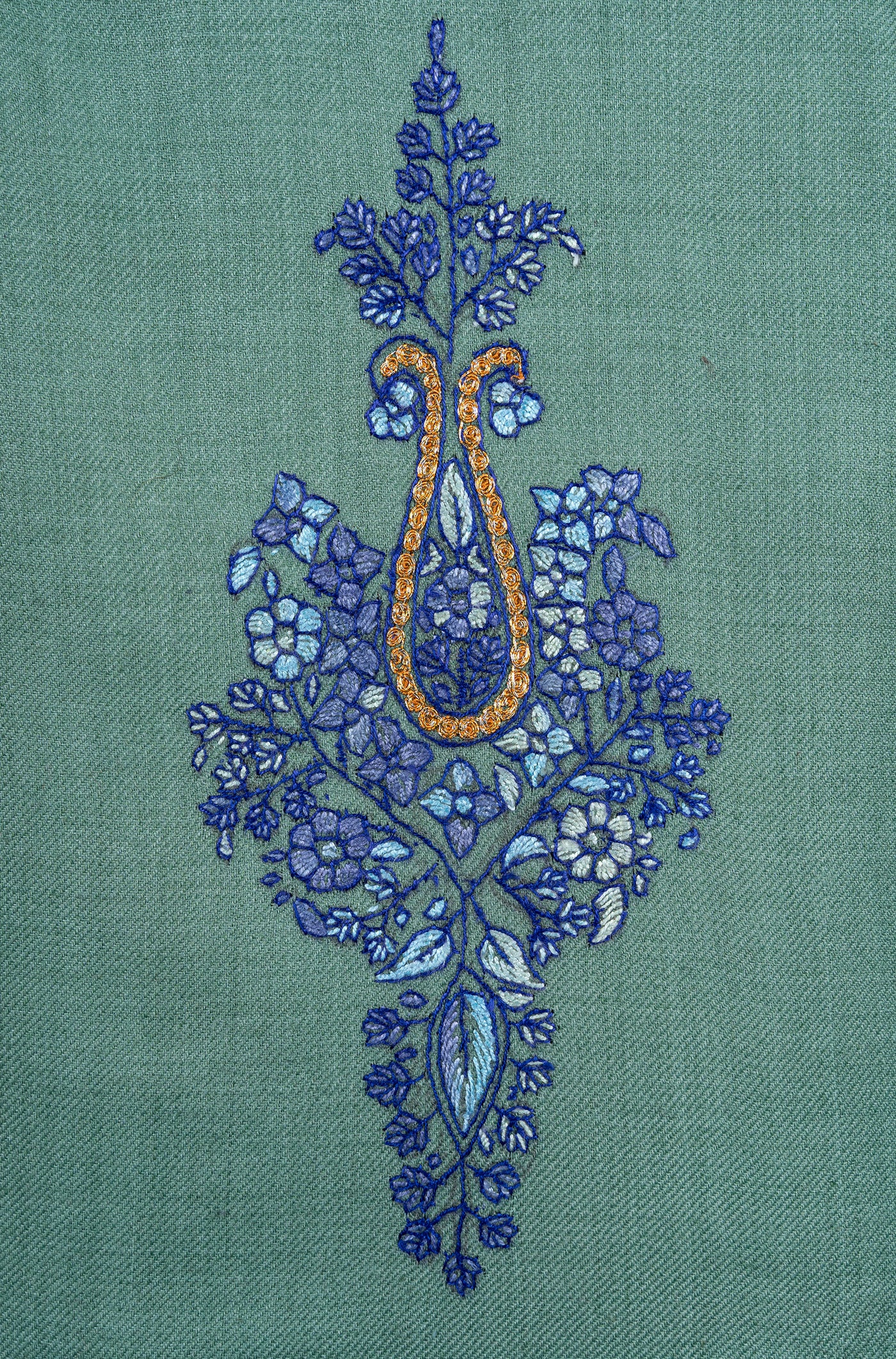 Gul-e-Neel — Sozni Hand Embroidered Kashmiri Suit in Sage Green