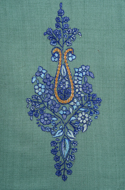 Gul-e-Neel — Sozni Hand Embroidered Kashmiri Suit in Sage Green
