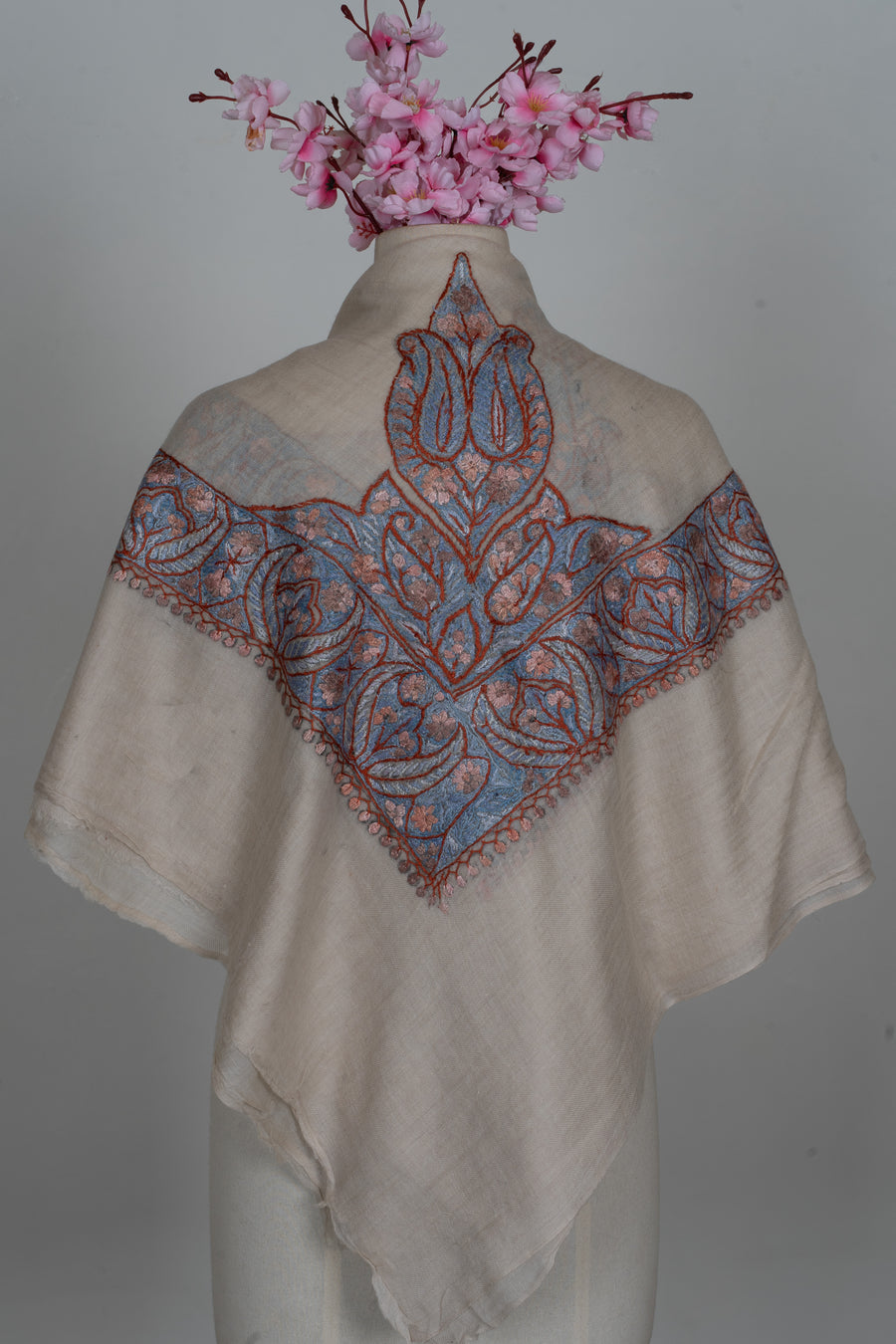 Dusky Rose Cashmere Rumal — Sozni Hand Embroidered