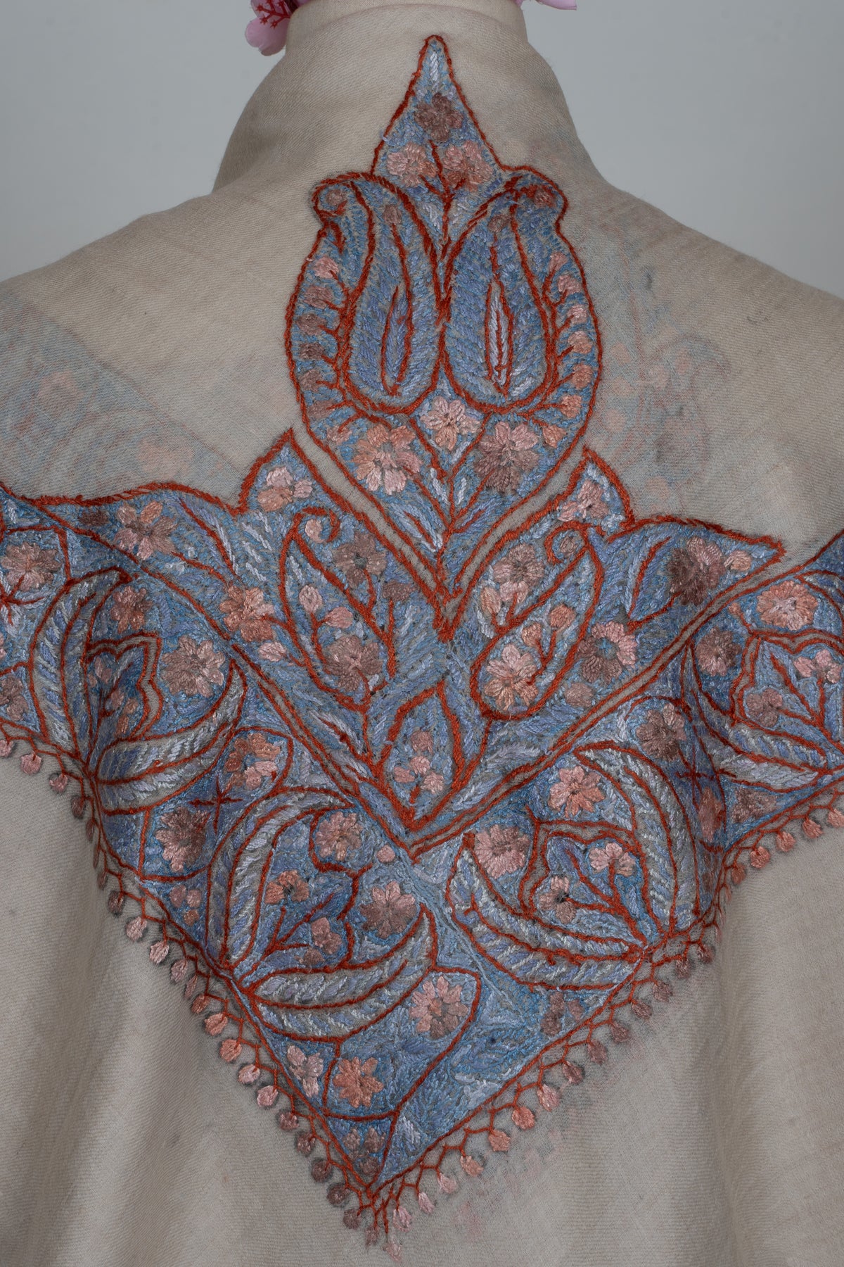 Dusky Rose Cashmere Rumal — Sozni Hand Embroidered