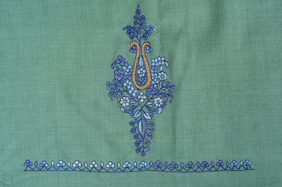 Gul-e-Neel — Sozni Hand Embroidered Kashmiri Suit in Sage Green