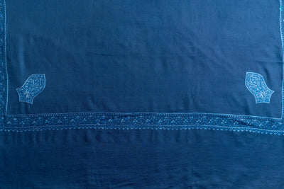 Oceanic Bliss - Merino Wool Shawl with Hand-Embroidered Sozni Detailing