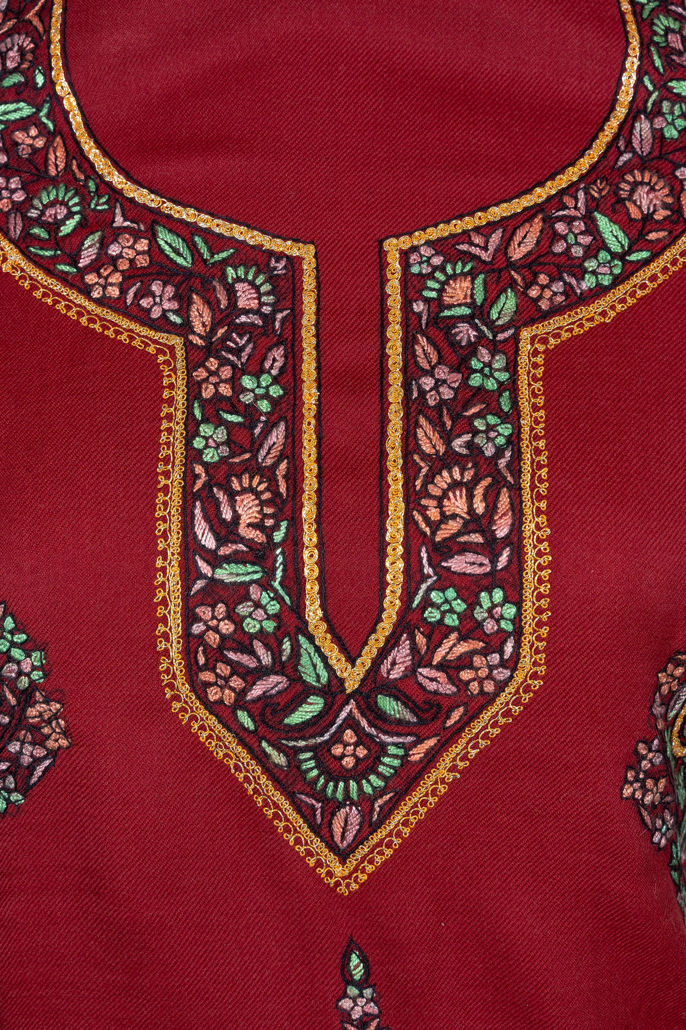 Deep Crimson Sozni Hand Embroidered Suit
