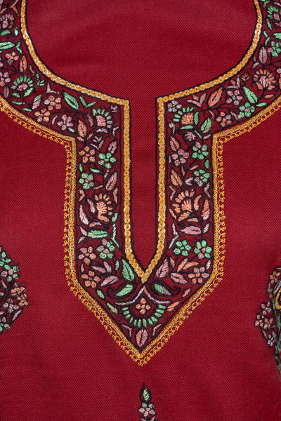 Deep Crimson Sozni Hand Embroidered Suit