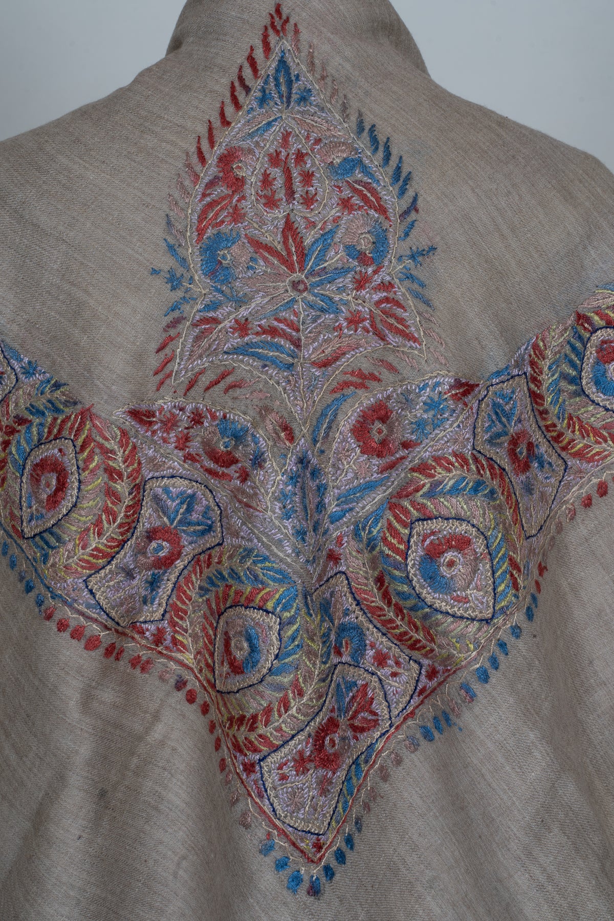 Crimson Fern Cashmere Rumal — Sozni Hand Embroidered