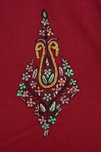 Deep Crimson Sozni Hand Embroidered Suit