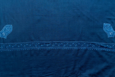 Oceanic Bliss - Merino Wool Shawl with Hand-Embroidered Sozni Detailing