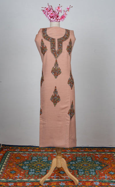 Soft Peach Sozni Hand Embroidered Suit