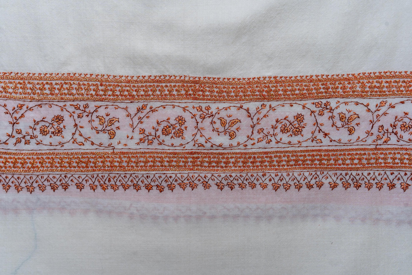 Ivory Grace - Hand-Embroidered Sozni Merino Wool Shawl